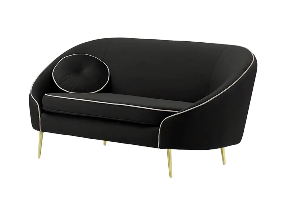Kaleb 2 Seater Contrast Piping Sofa - Black and Gold