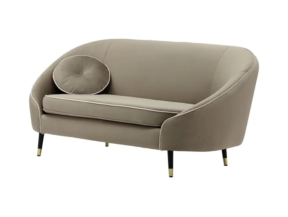Kaleb 2 Seater Contrast Piping Sofa - Elephant and Black/Gold