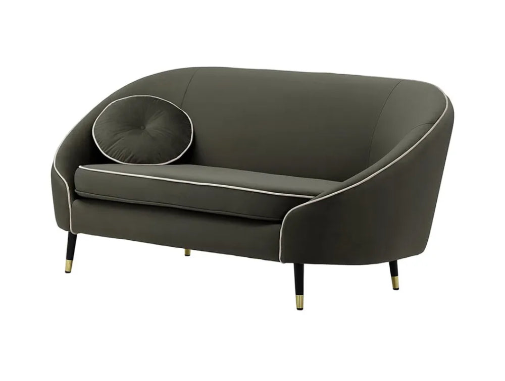 Kaleb 2 Seater Contrast Piping Sofa - Graphite and Black/Gold