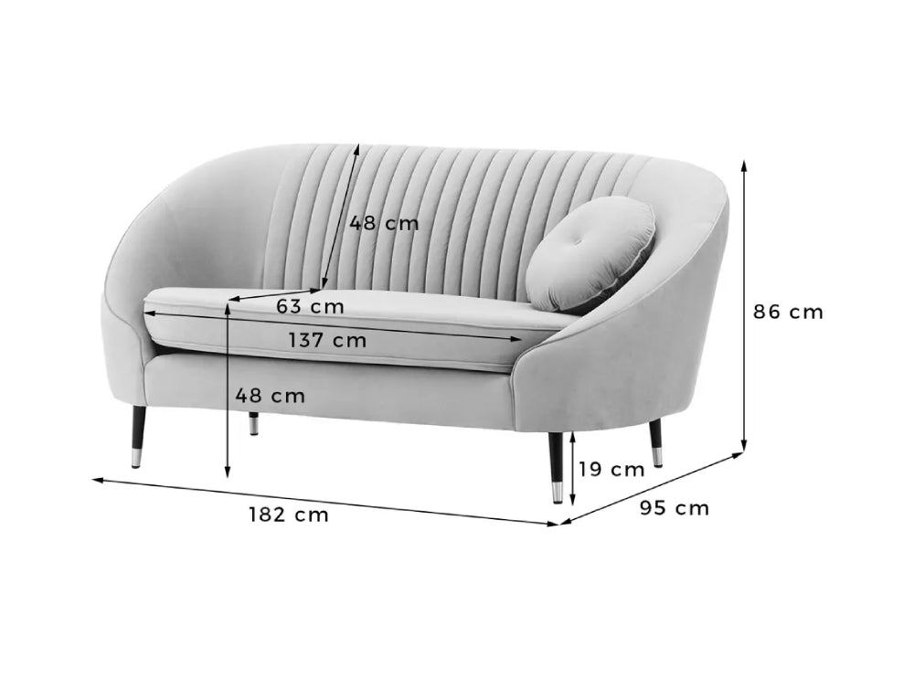 Kaleb 2 Seater Sofa Dimensions
