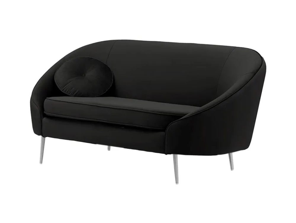 Kaleb 2 Seater Standard Piping Sofa - Black and Chrome
