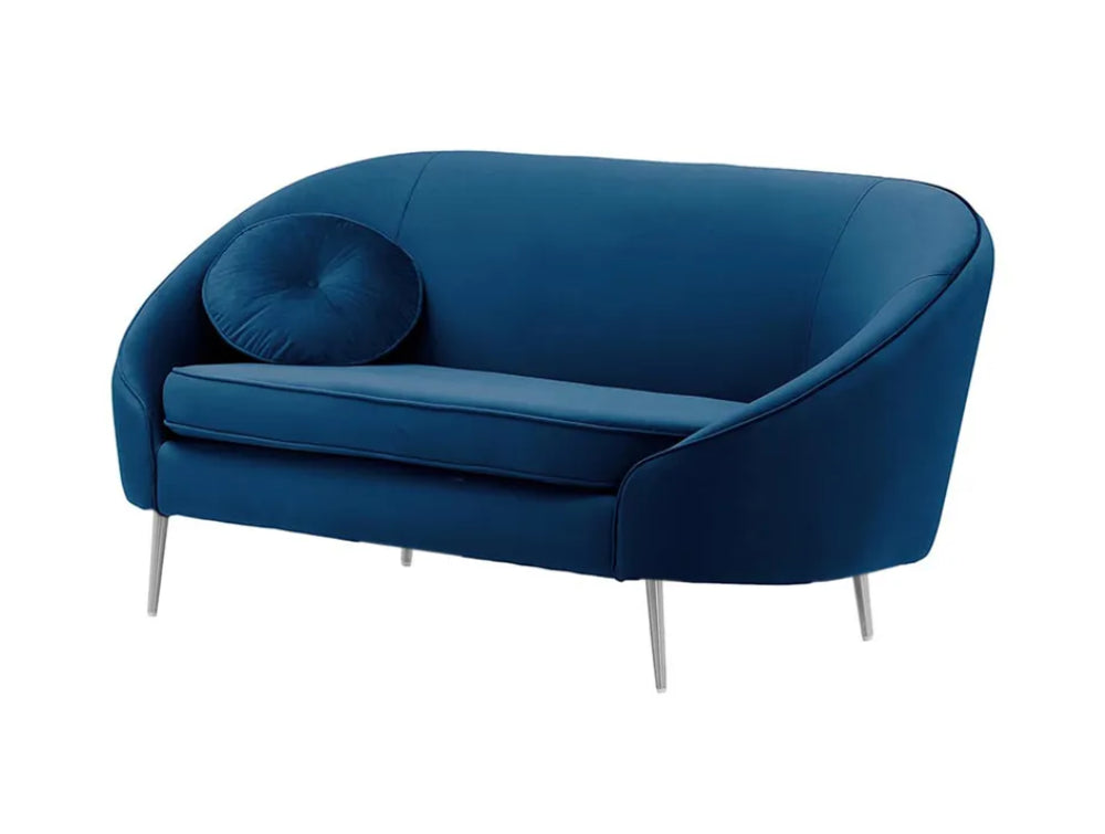Kaleb 2 Seater Standard Piping Sofa - Blue and Chrome