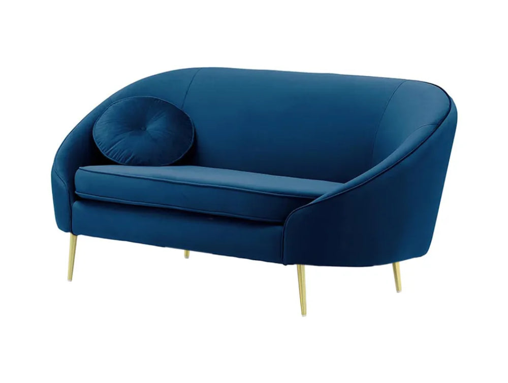 Kaleb 2 Seater Standard Piping Sofa - Blue and Gold