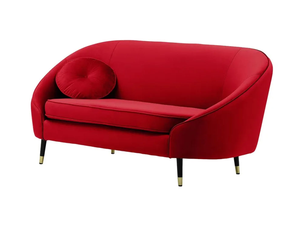 Kaleb 2 Seater Standard Piping Sofa - Dark Red and Black/Gold
