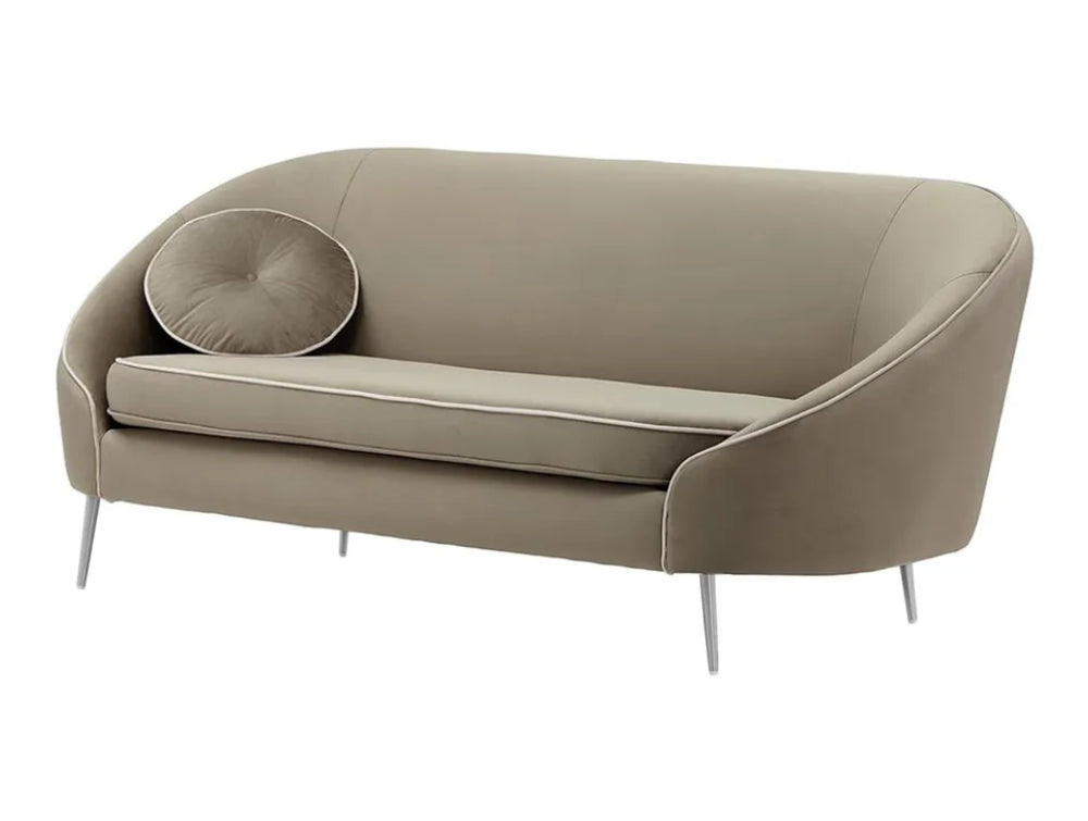 Kaleb 3 Seater Contrast Piping Sofa - Elephant and Chrome