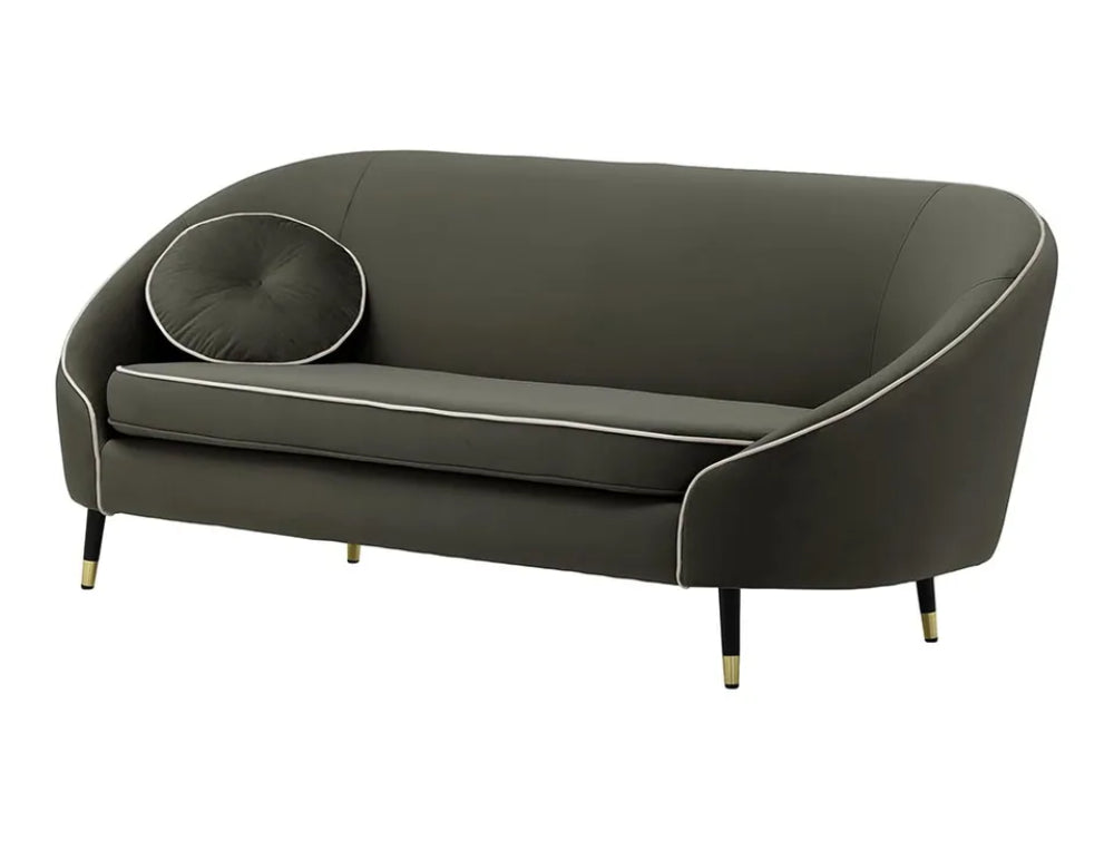 Kaleb 3 Seater Contrast Piping Sofa - Graphite and Black/Gold