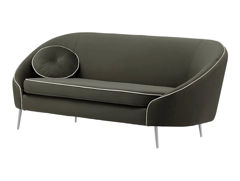Kaleb 3 Seater Contrast Piping Sofa - Graphite and Chrome
