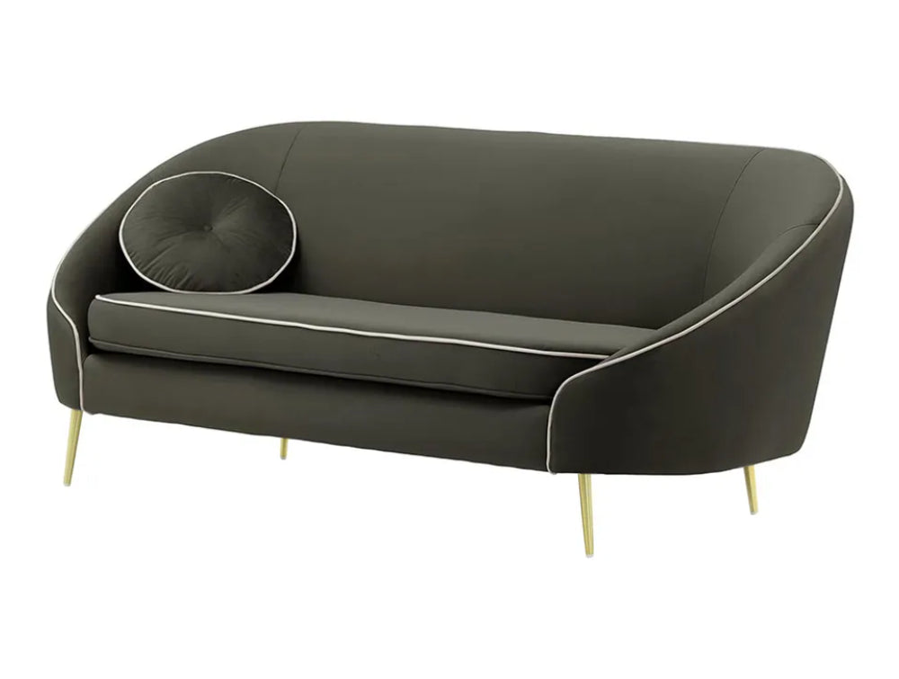Kaleb 3 Seater Contrast Piping Sofa - Graphite and Gold