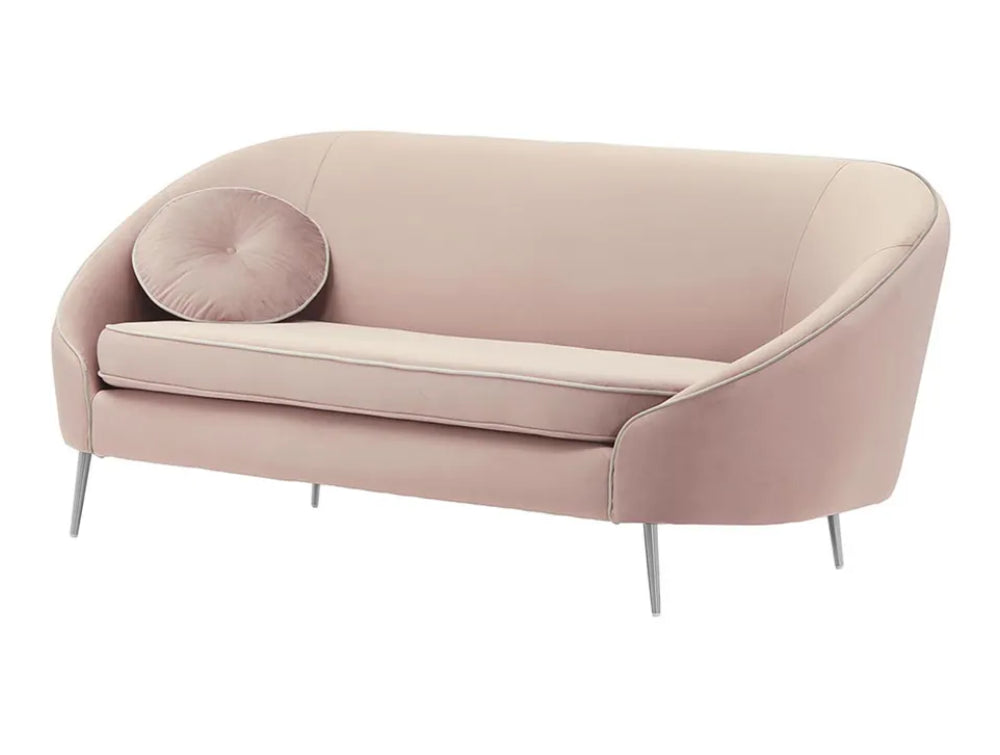 Kaleb 3 Seater Contrast Piping Sofa - Lilac and Chrome