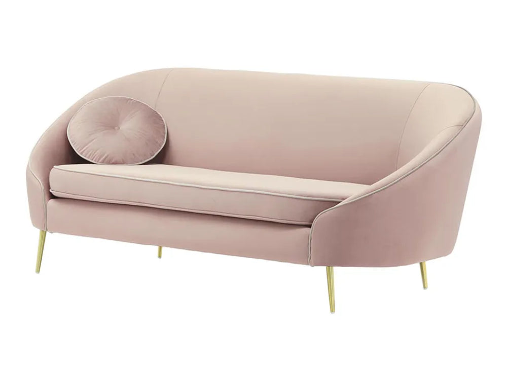 Kaleb 3 Seater Contrast Piping Sofa - Lilac and Gold
