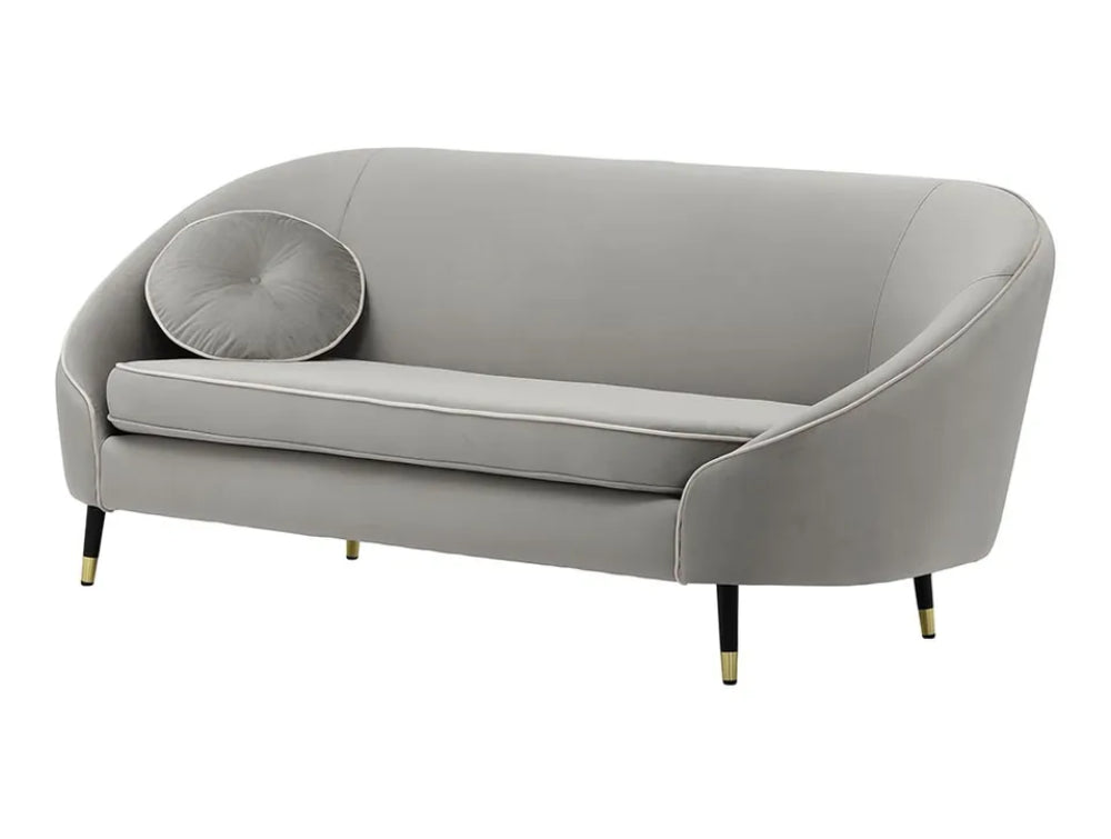 Kaleb 3 Seater Contrast Piping Sofa - Silver and Black/Gold