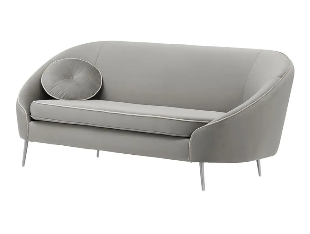 Kaleb 3 Seater Contrast Piping Sofa - Silver and Chrome