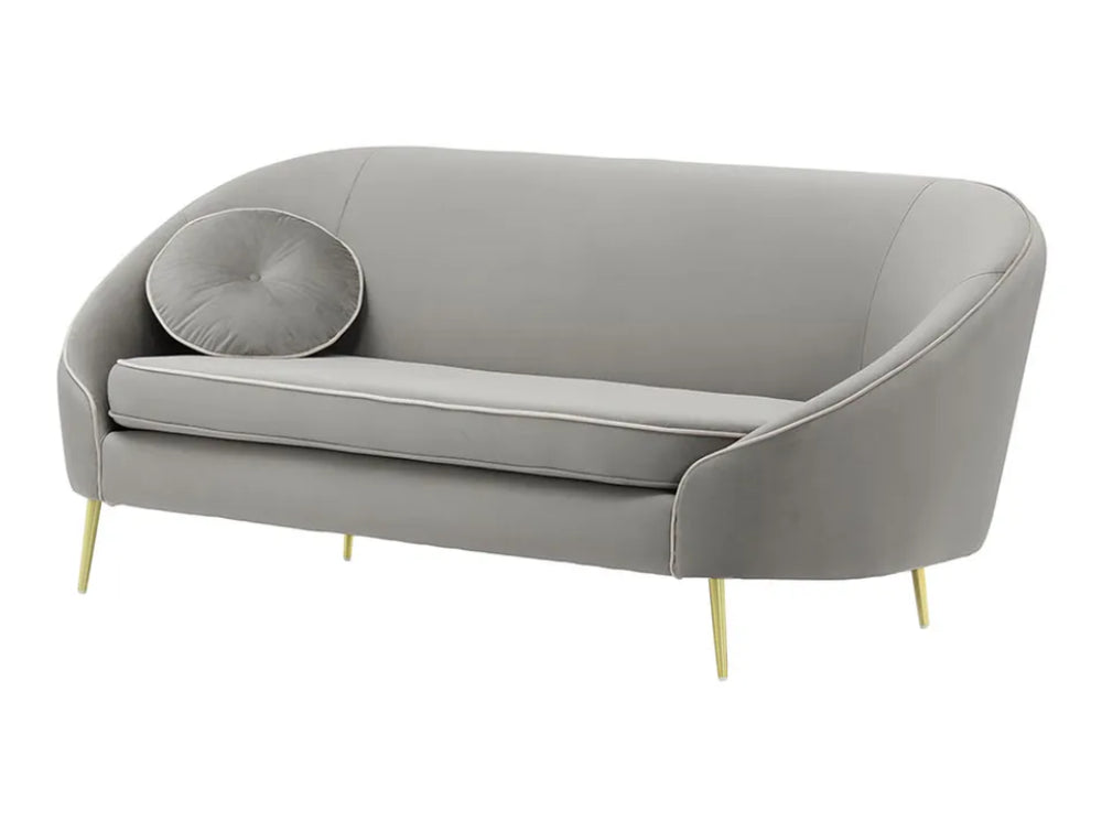Kaleb 3 Seater Contrast Piping Sofa - Silver and Gold
