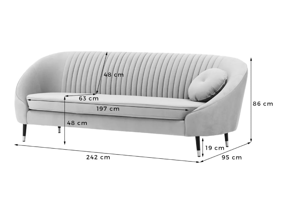 Kaleb 3 Seater Sofa Dimensions