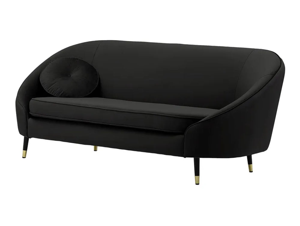 Kaleb 3 Seater Standard Piping Sofa - Black and Black/Gold