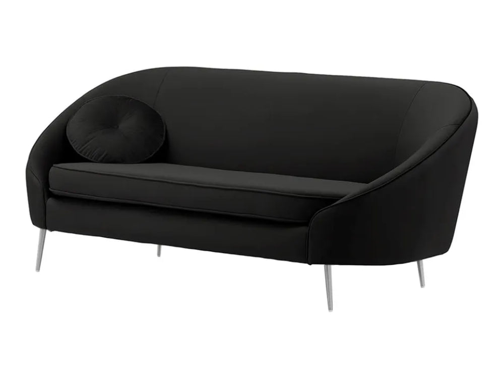 Kaleb 3 Seater Standard Piping Sofa - Black and Chrome