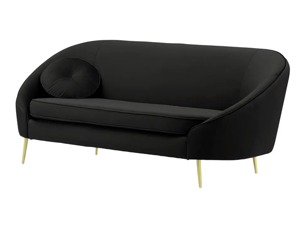Kaleb 3 Seater Standard Piping Sofa - Black and Gold