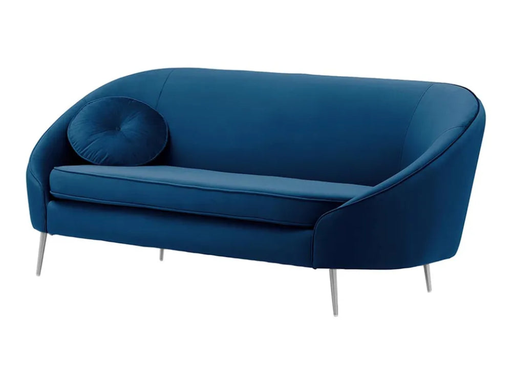 Kaleb 3 Seater Standard Piping Sofa - Blue and Chrome