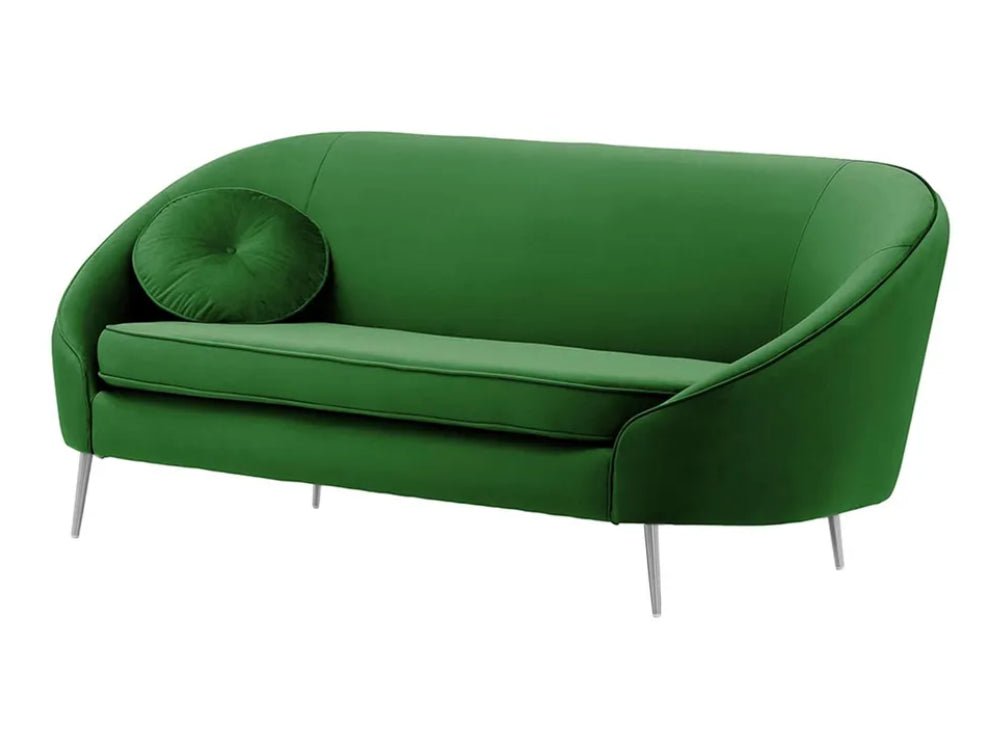 Kaleb 3 Seater Standard Piping Sofa - Dark Green and Chrome