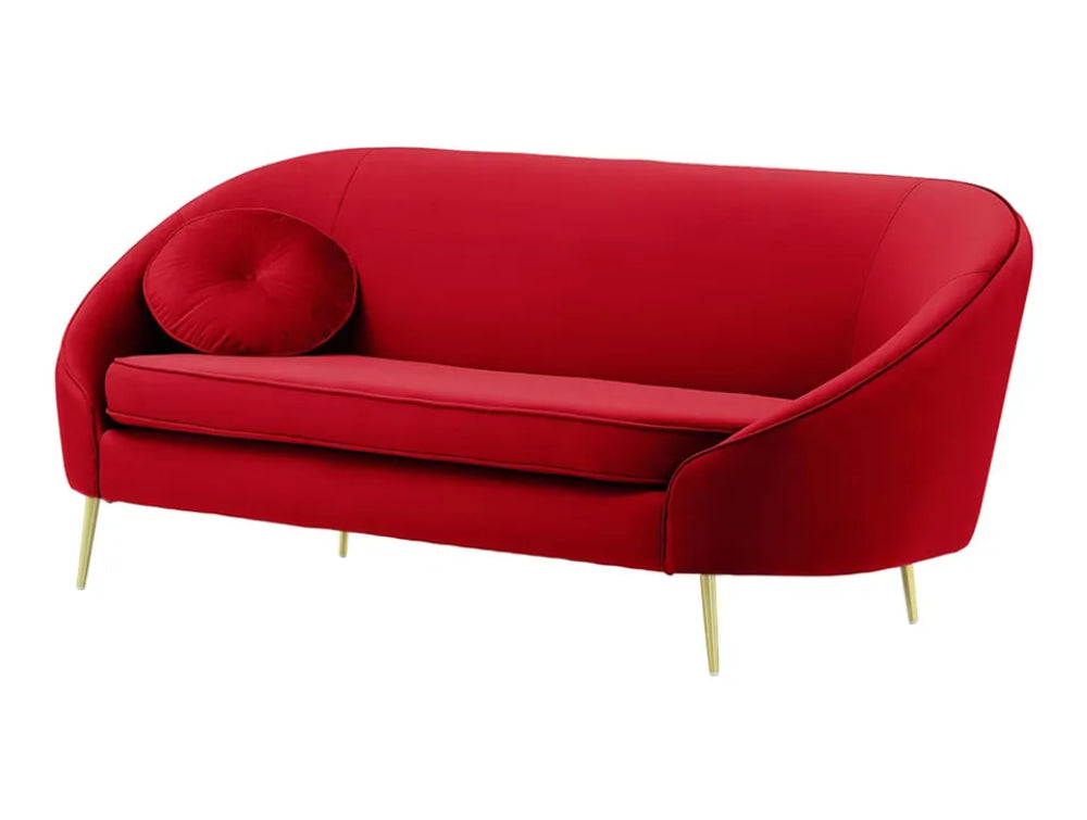Kaleb 3 Seater Standard Piping Sofa - Dark Red and Gold