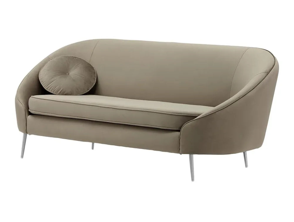 Kaleb 3 Seater Standard Piping Sofa - Elephant and Chrome
