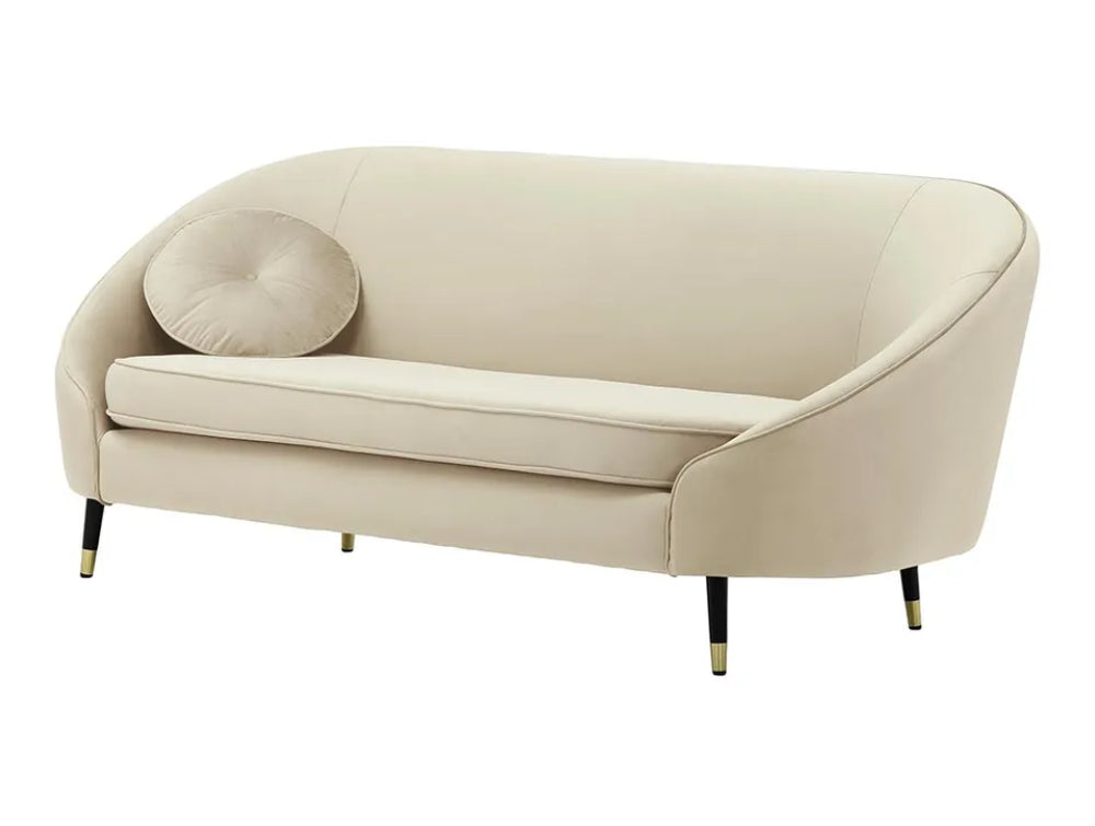 Kaleb 3 Seater Standard Piping Sofa - Light Beige and Black/Gold