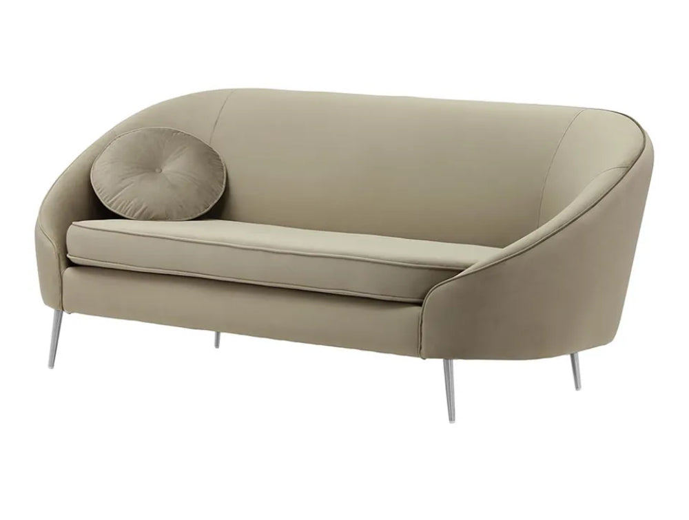 Kaleb 3 Seater Standard Piping Sofa - Mink and Chrome