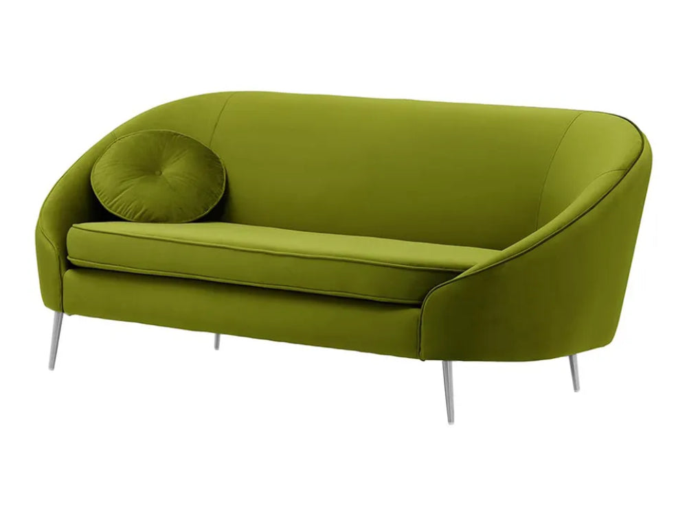 Kaleb 3 Seater Standard Piping Sofa - Olive and Chrome