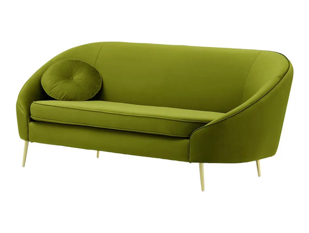 Kaleb 3 Seater Standard Piping Sofa - Olive and Gold