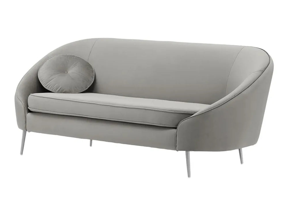 Kaleb 3 Seater Standard Piping Sofa - Silver and Chrome