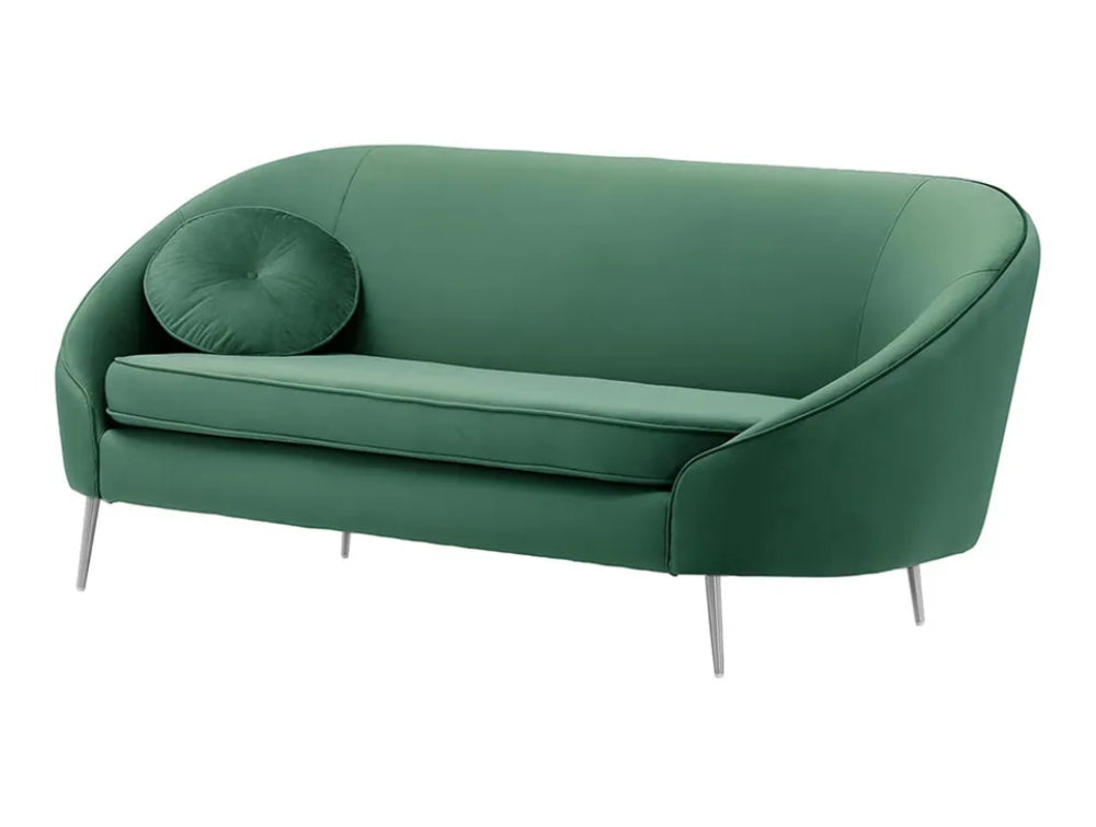 Kaleb 3 Seater Standard Piping Sofa - Teal and Chrome