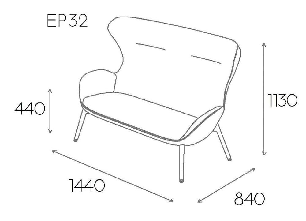Kate Moodlii Upholstered Sofa with High Backrest Dimensions