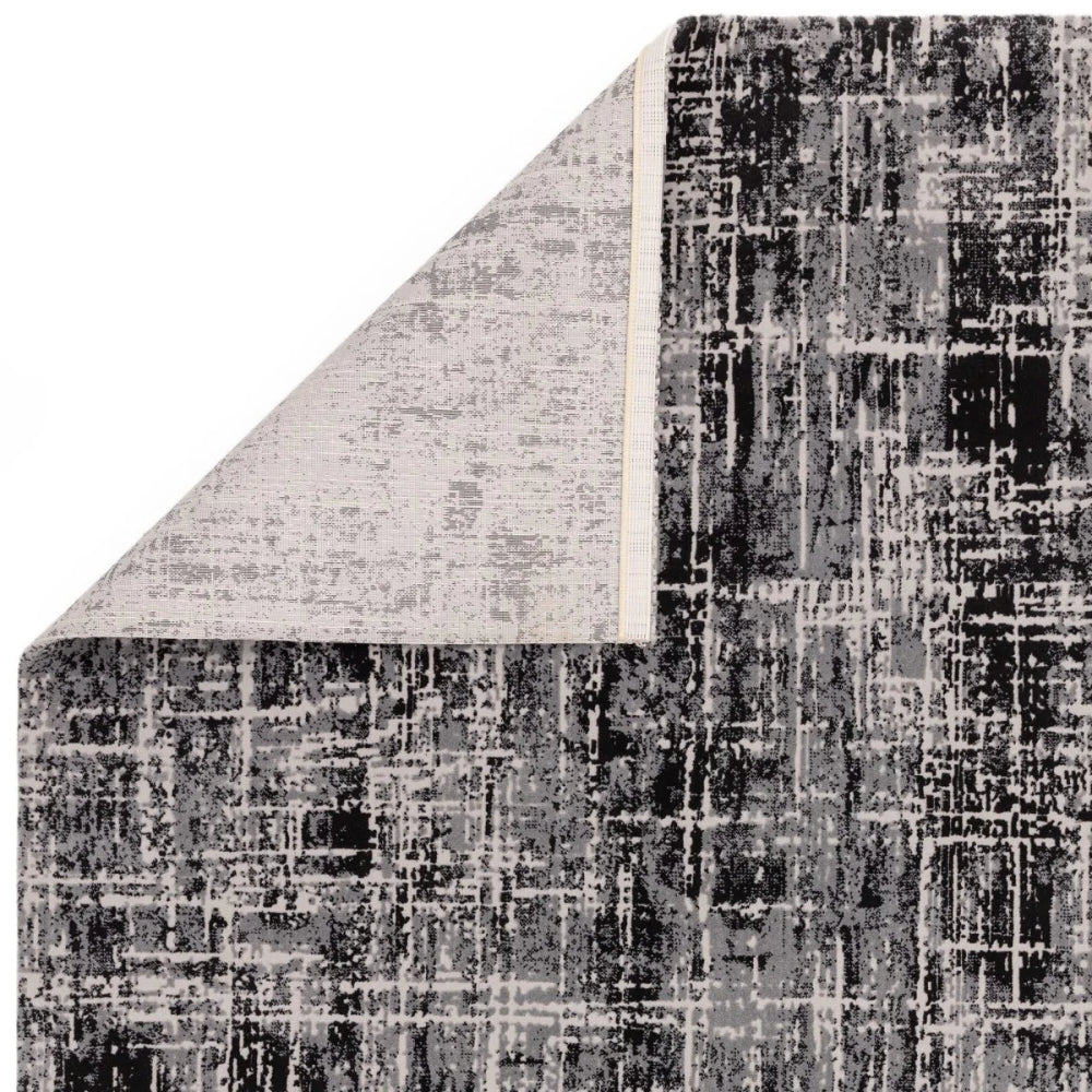 Kazzie Abstract Rug Black Folded Corner Detail
