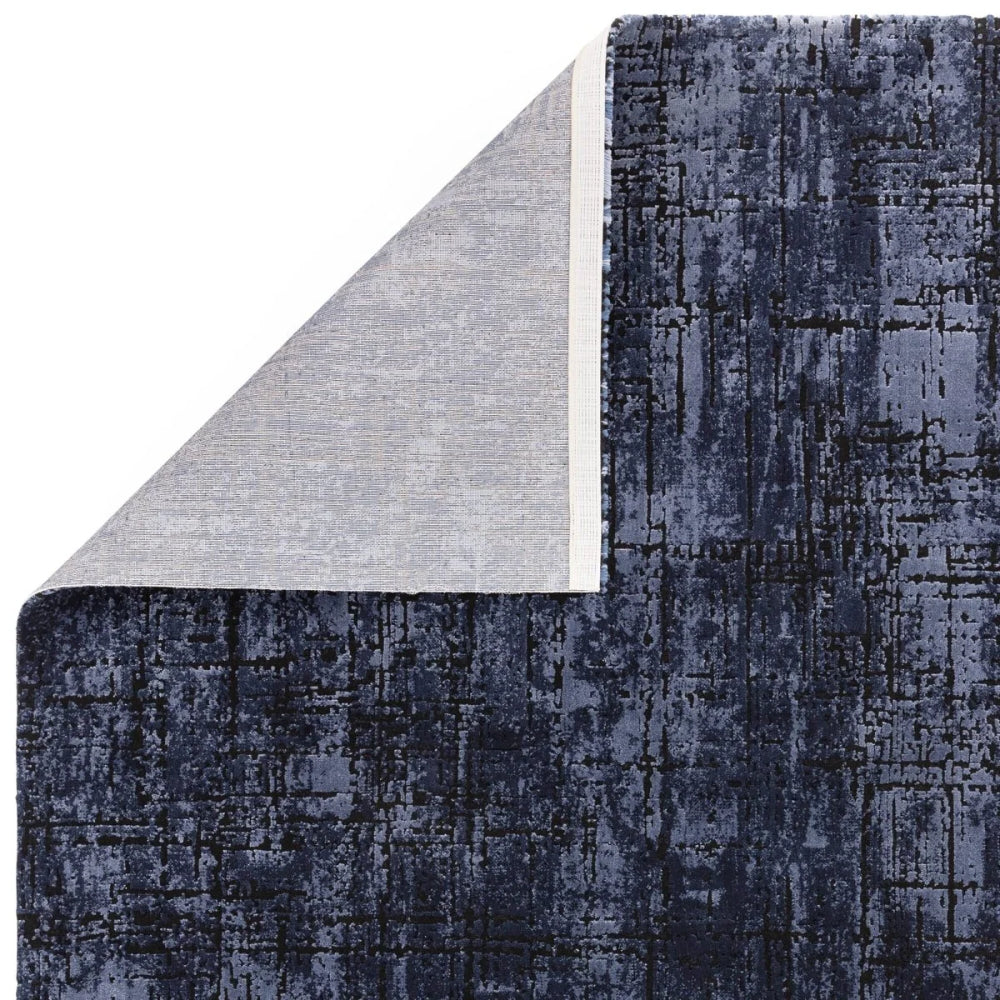 Kazzie Abstract Rug Navy Folded Corner Detail