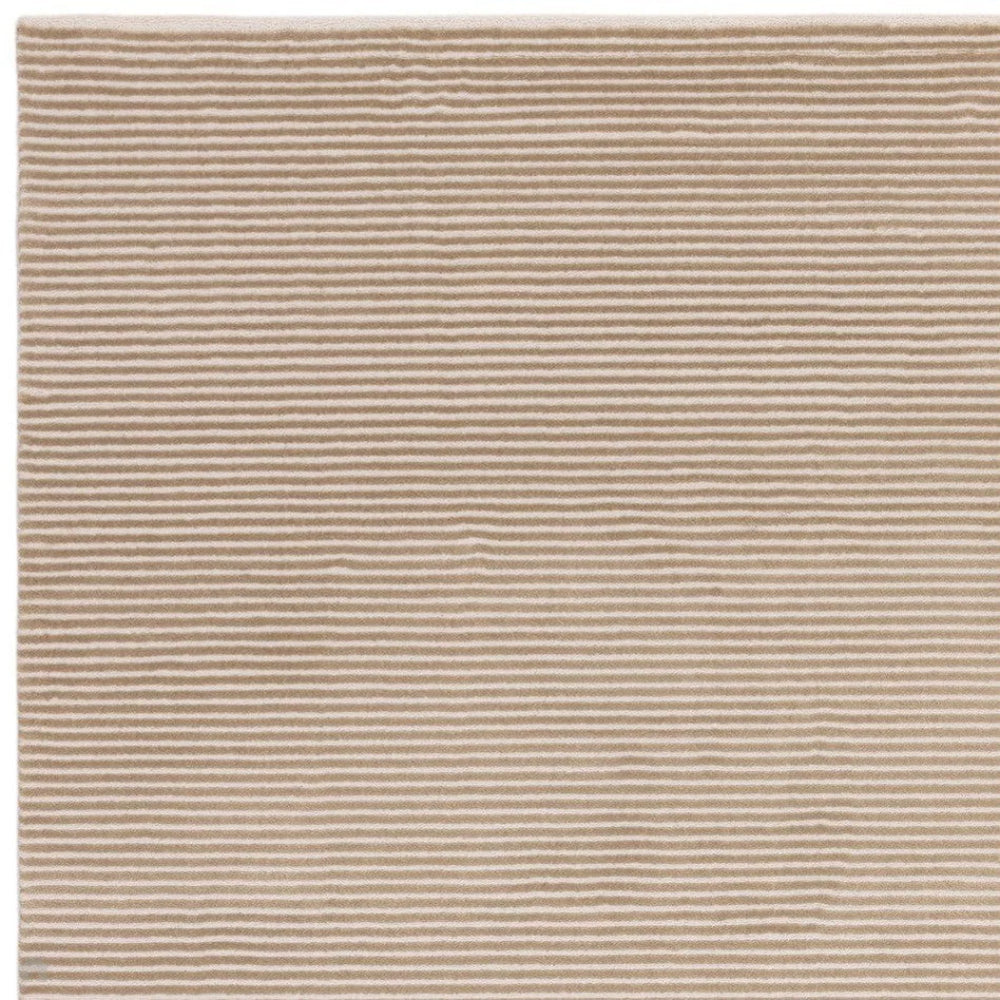 Kazzie Plain Stripe Rug Beige Corner Detail