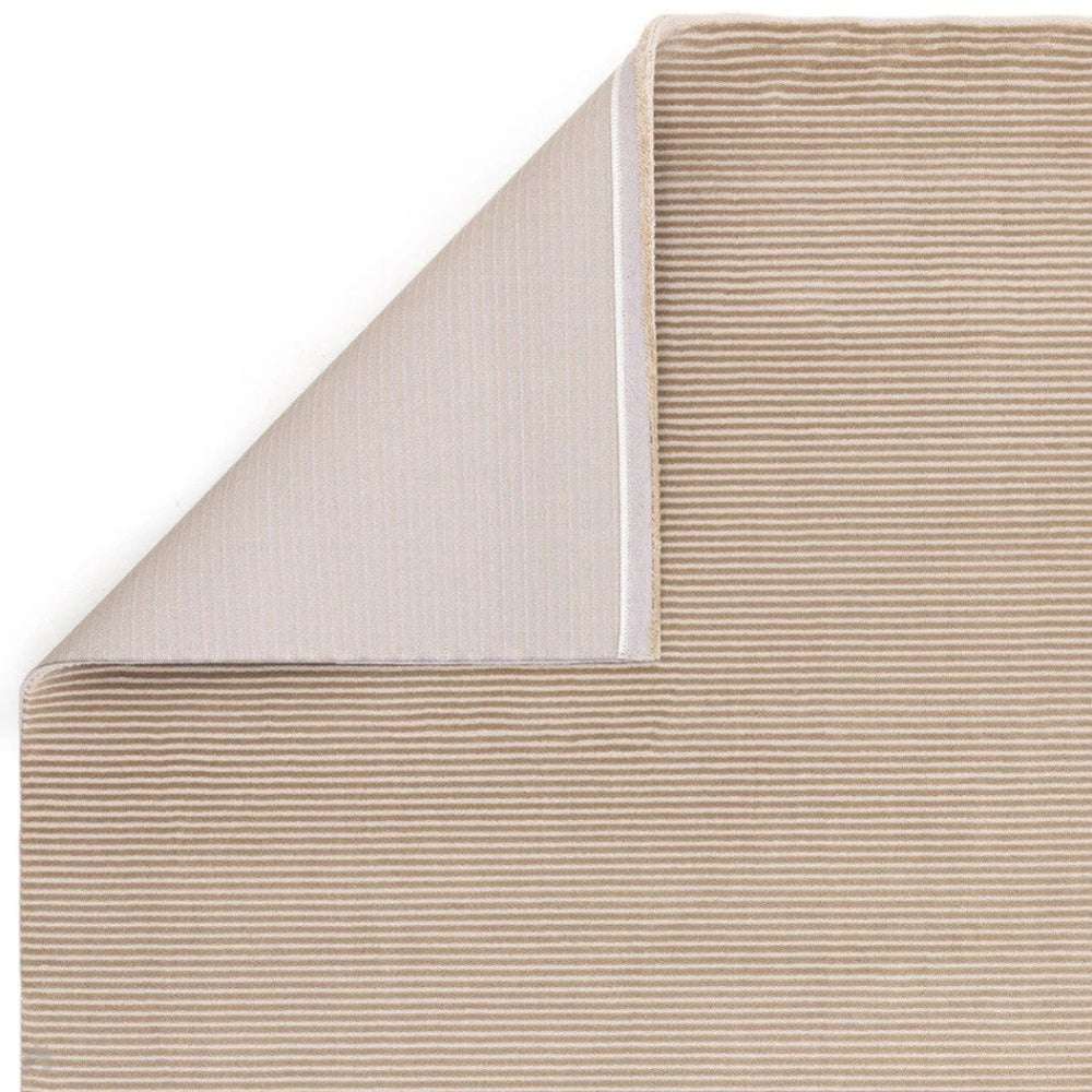 Kazzie Plain Stripe Rug Beige Folded Corner Detail