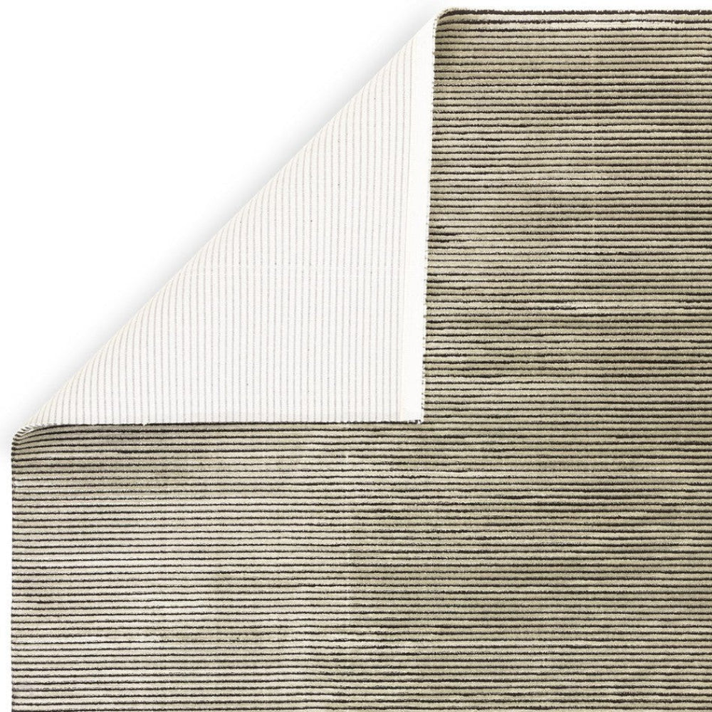 Kazzie Plain Stripe Rug Khaki Folded Corner Detail