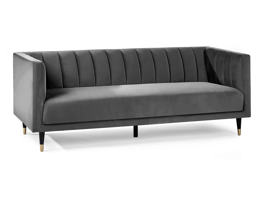 Lama Scalloped Back 3 Seater Chair Grey