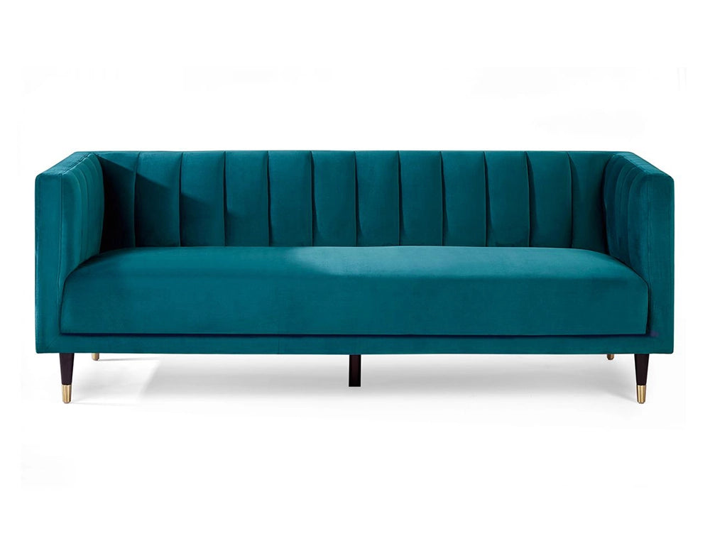 Lama Scalloped Back 3 Seater Chair Teal 2