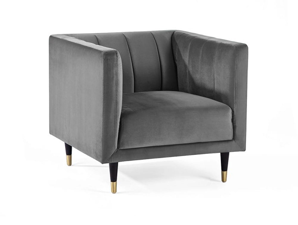 Lama Scalloped Back Armchair Grey