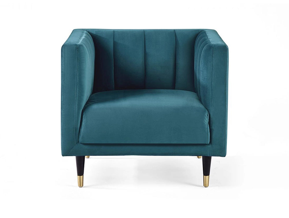 Lama Scalloped Back Armchair Teal 2
