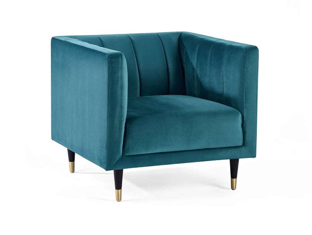 Lama Scalloped Back Armchair Teal