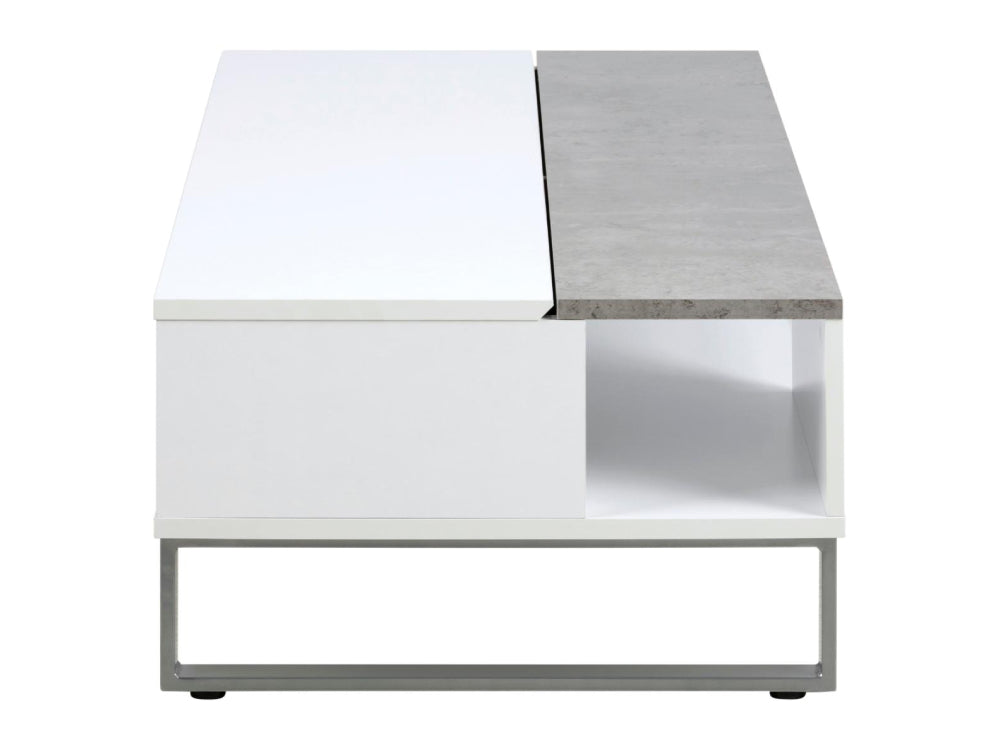 Lea Reactangular White Coffee Table with Grey Concrete Base 4