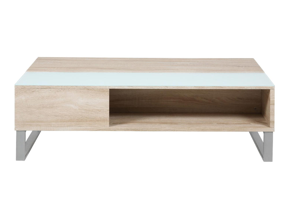 Lea Rectangular Sonoma Oak Coffee Table with White Tempered Glass 2