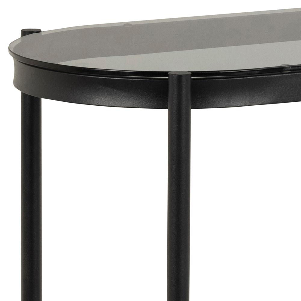 Lida Console Table Smoked Glass Top Detail 2