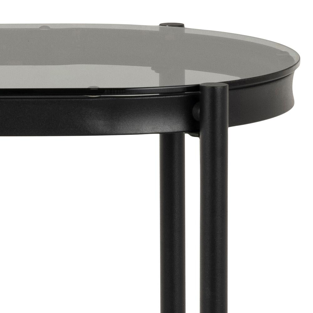 Lida Console Table Smoked Glass Top Detail