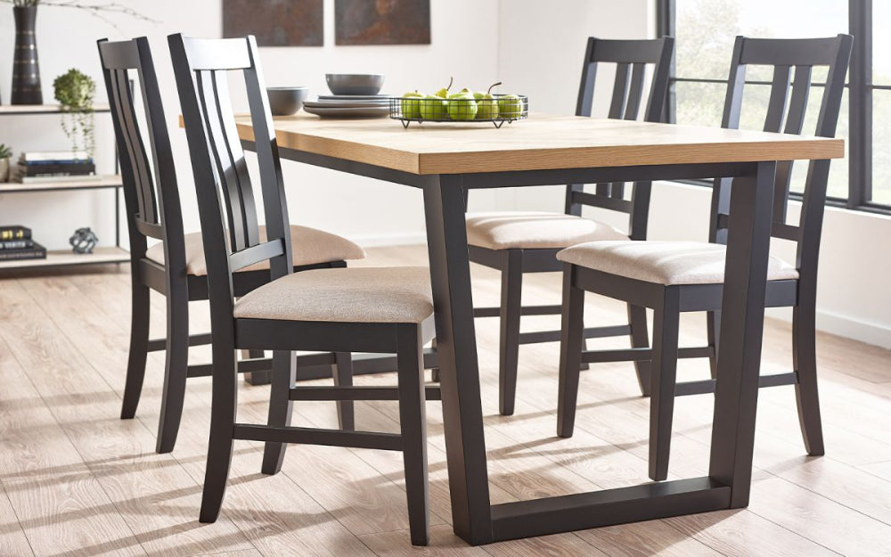 Linwood Dining Table with Chairs and Shelves in Dining Setting