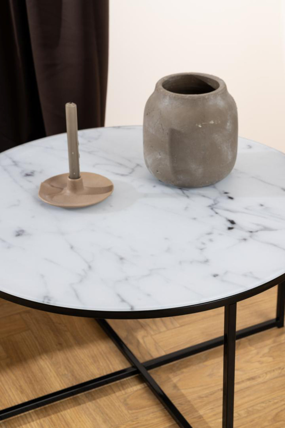 Lysa Round Coffee Table in Living Room Setting