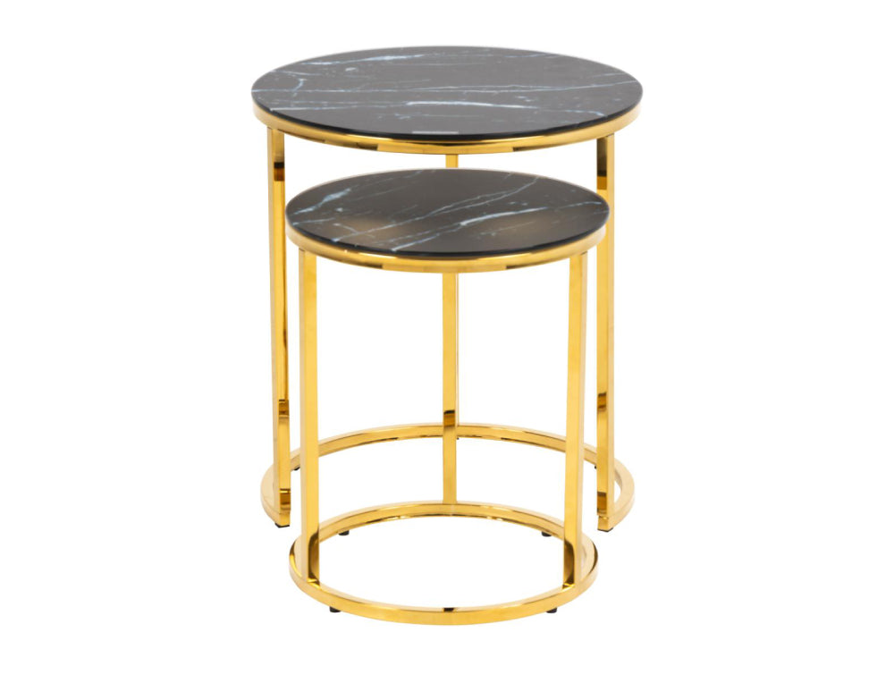 Lysa Round Nest of Tables Black Marble 3