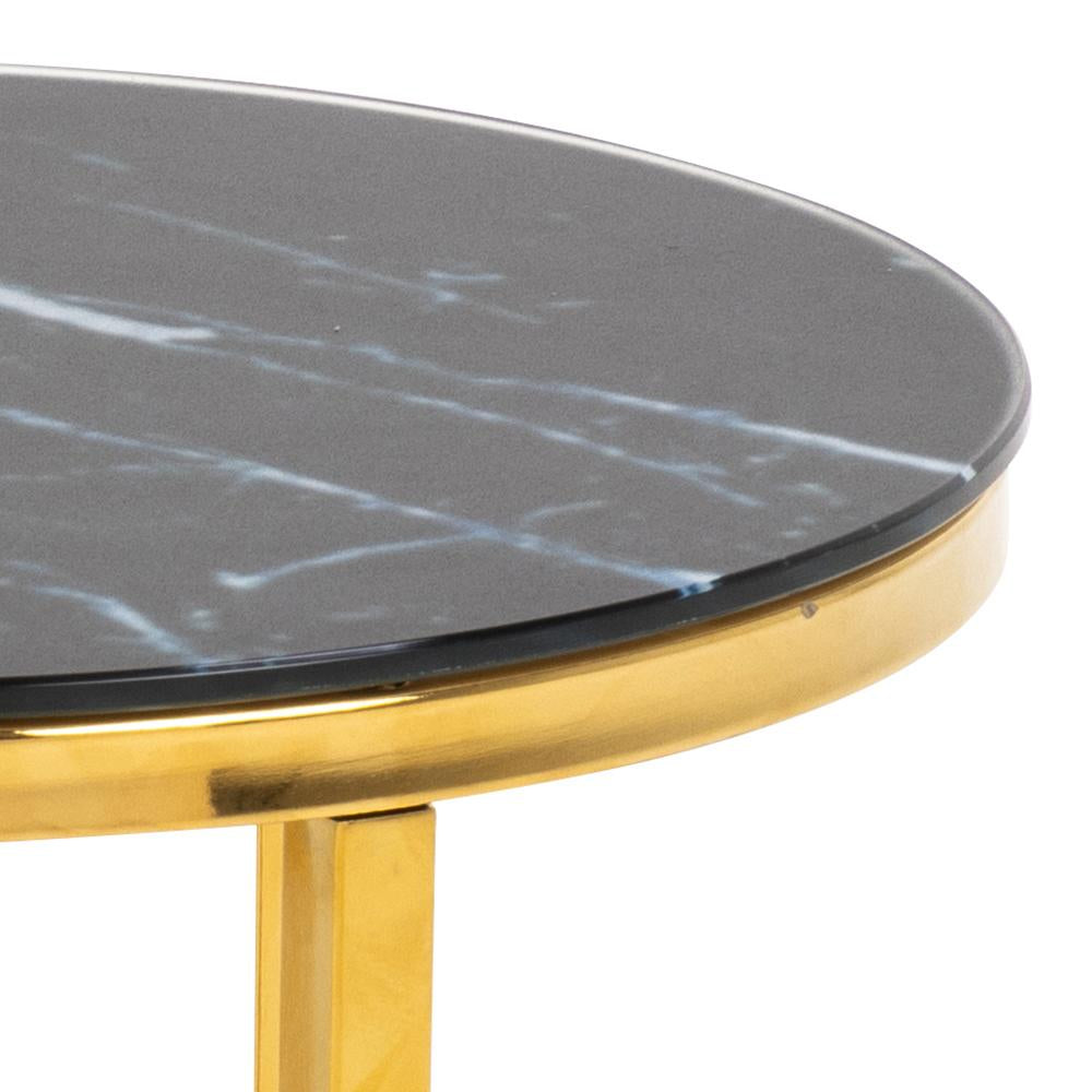 Lysa Round Nest of Tables Black Marble Top Edge Detail